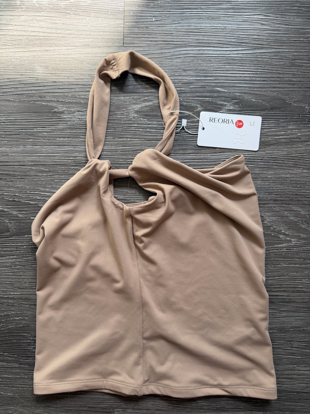 ReoRia Taupe Twist Halter Crop Top
